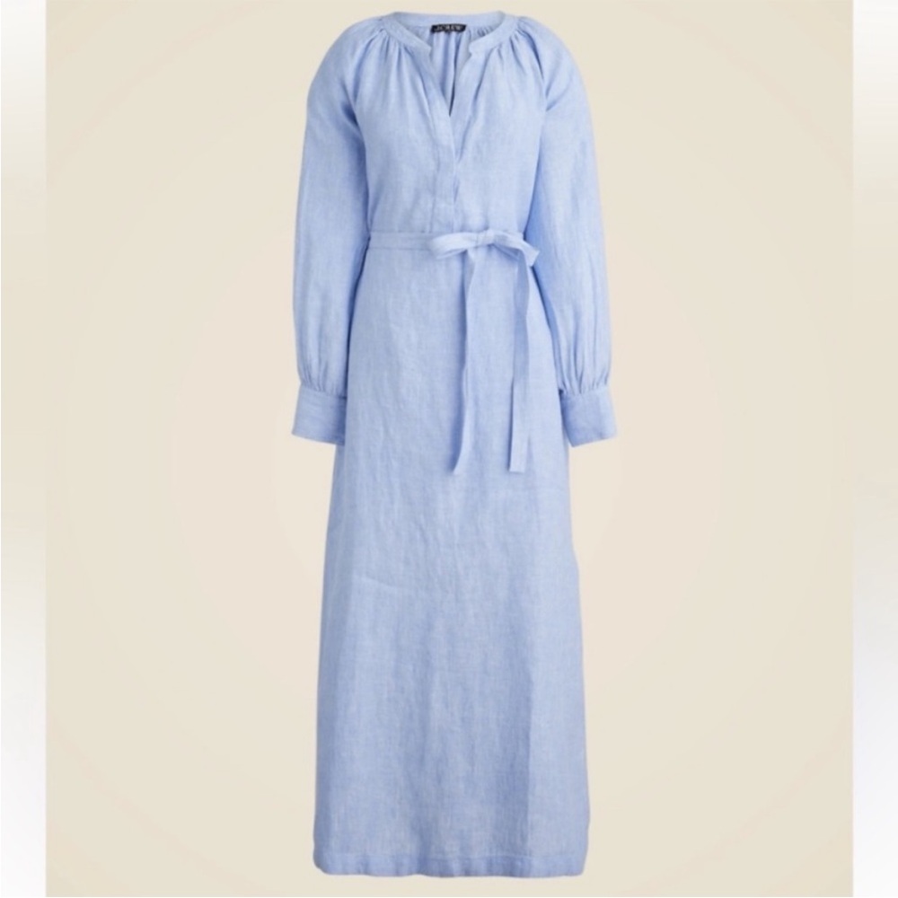 J Crew Dress S Cabana Linen Blue